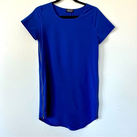 Papermoon Tops - Papermoon Cobalt Blue Zipper Side Short Sleeve Tunic Top